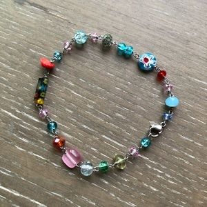 Hand wire wrap coral, crystal, hand blow glass